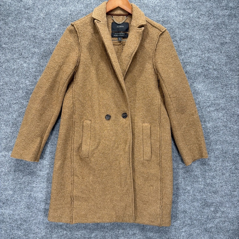 J.Crew Daphne Italian Boiled Wool Topcoat Heather Camel Coat Women's Size 2